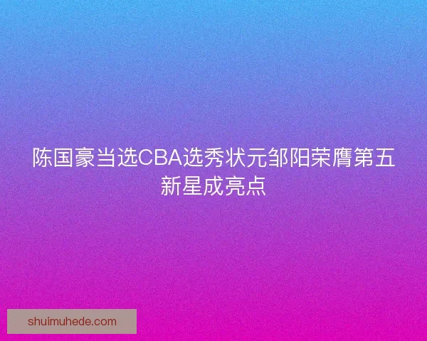 陈国豪当选CBA选秀状元邹阳荣膺第五新星成亮点