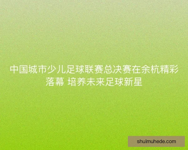 中国城市少儿足球联赛总决赛在余杭精彩落幕 培养未来足球新星